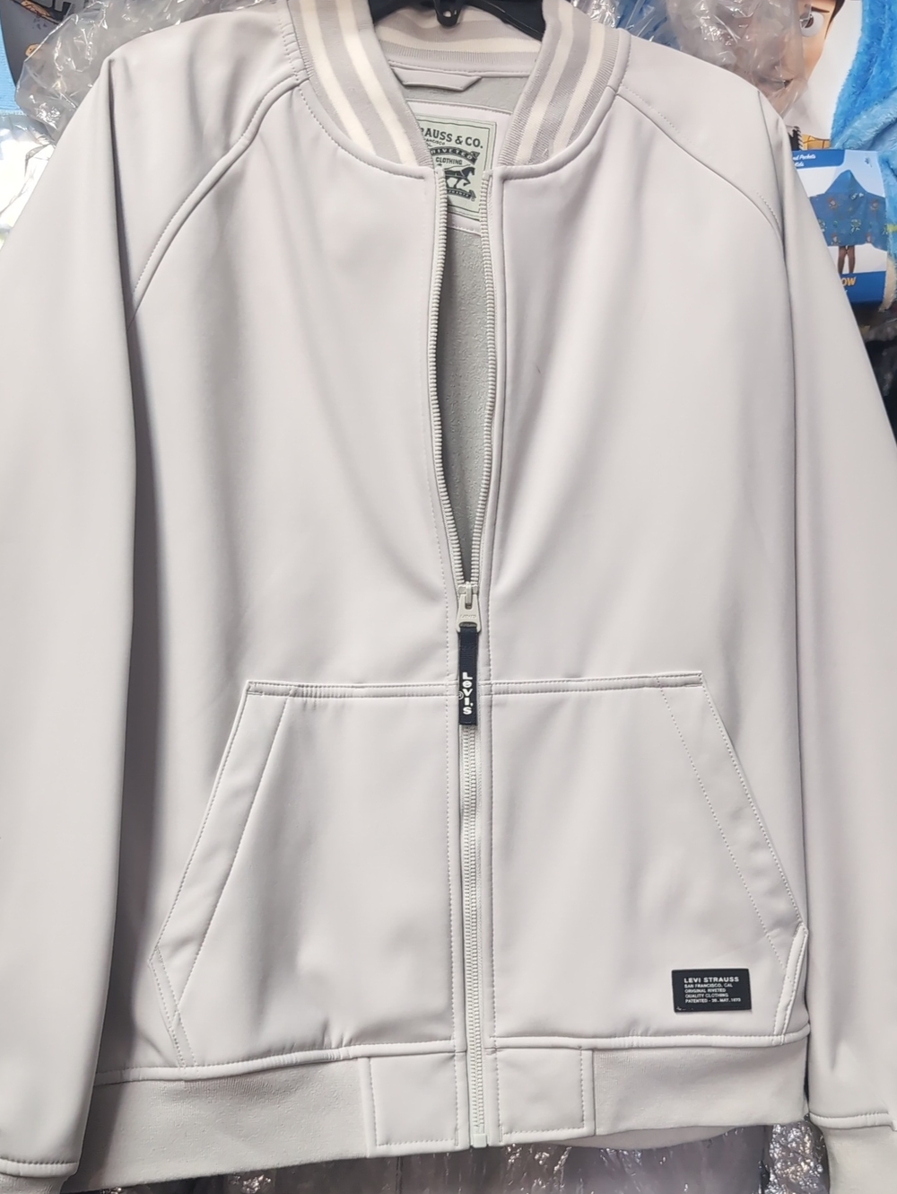 Levi's Light Gray Bomber Jacket with Ribbed Collar